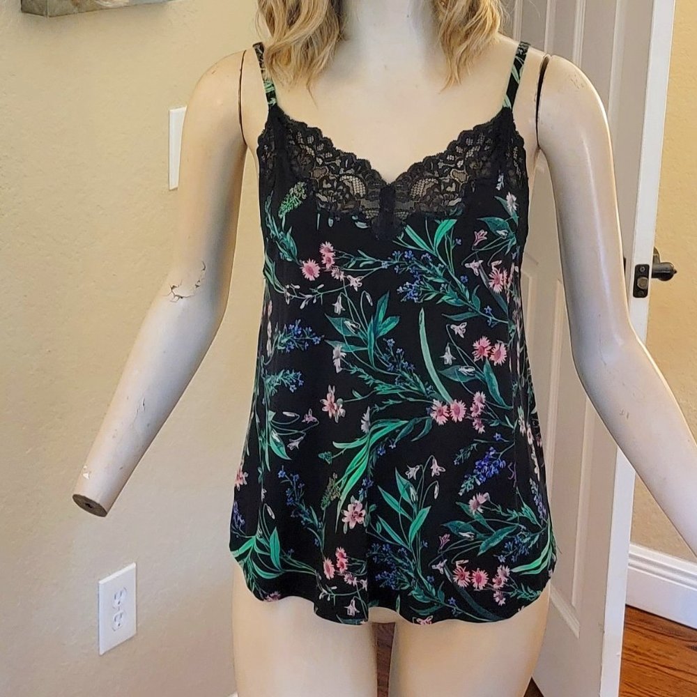 Soma Cool Nights Passage Floral Black Camisole Sleep Top Size S NWT